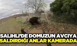 Salihli'de yaban domuzunun avcıya saldırdığı anlar kamerada!