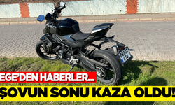 Ege'de bir genç şov yaparken motosikletten düştü