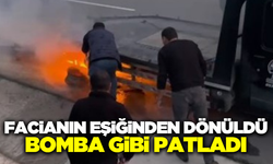 Balıkesir'de çekici lastiği bomba gibi patladı