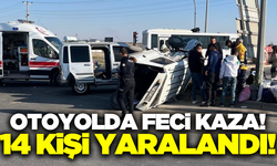 İki otomobilin çarpıştığı kazada 14 kişi yaralandı