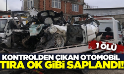 Kontrolden çıkan otomobil, tıra çarptı: 1 ölü