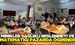 Manisalı minikler, pazarda sağlıklı beslenmeyi ve matematiği öğrendi