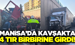 Manisa'da zincirleme kaza: 4 tır birbirine girdi!