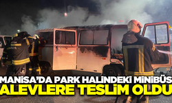 Manisa'da park halindeki minibüs yandı