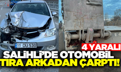 Salihli'de otomobilin tıra çarptığı kazada 4 kişi yaralandı