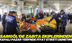 Sarıgöl'de zabıta ekipleri kapalı pazar yerinde etiket kontrolü yaptı