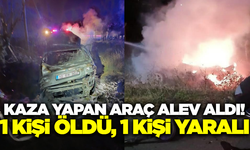 Balıkesir'de kaza yapan araç alevlere teslim oldu: 1 ölü 1 yaralı