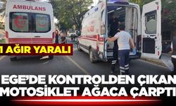 Motosiklet ağaca çarptı: 1 ağır yaralı