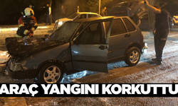 Balıkesir'de park halindeki araç alev alev yandı!