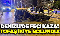 Denizli'de Tofaş'ın ikiye bölündüğü feci kazada 2 kişi yaralandı
