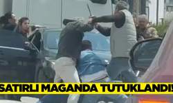 İzmir'de trafikte tartıştığı kişiyi satırla saldıran maganda tutuklandı!