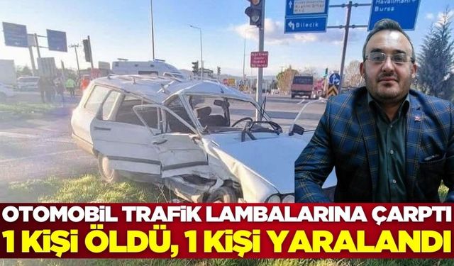 Bursa'da kontrolden çıkan otomobil trafik lambalarına çarptı: 1 ölü 1 yaralı