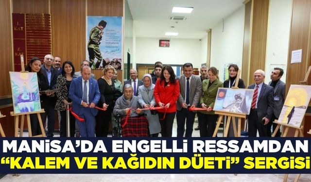 Manisa'da  Engelli Ressam Ramazan Göktaş'ın eserleri vatandaşlarla buluştu