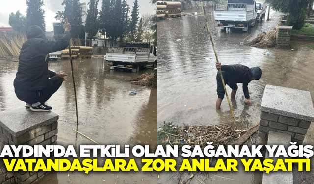 Aydın’da Sağanak Yağış Giderleri Tıkadı, Mahalle Muhtarı Vatandaşları Uyardı