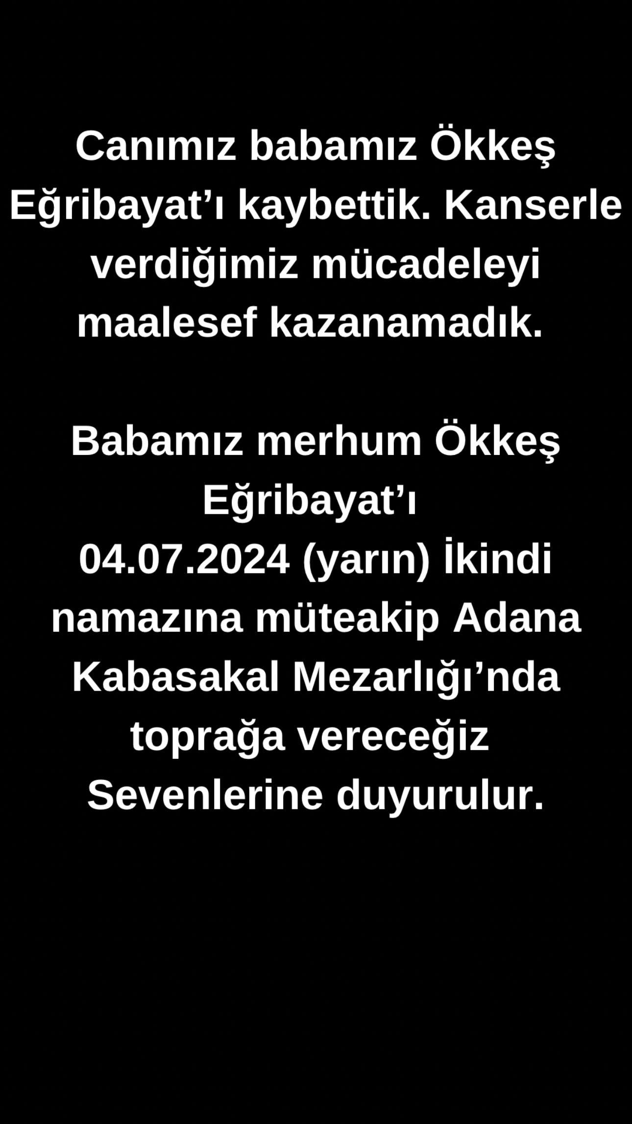 İrfan Can Eğribayat Cenze Duyrusu
