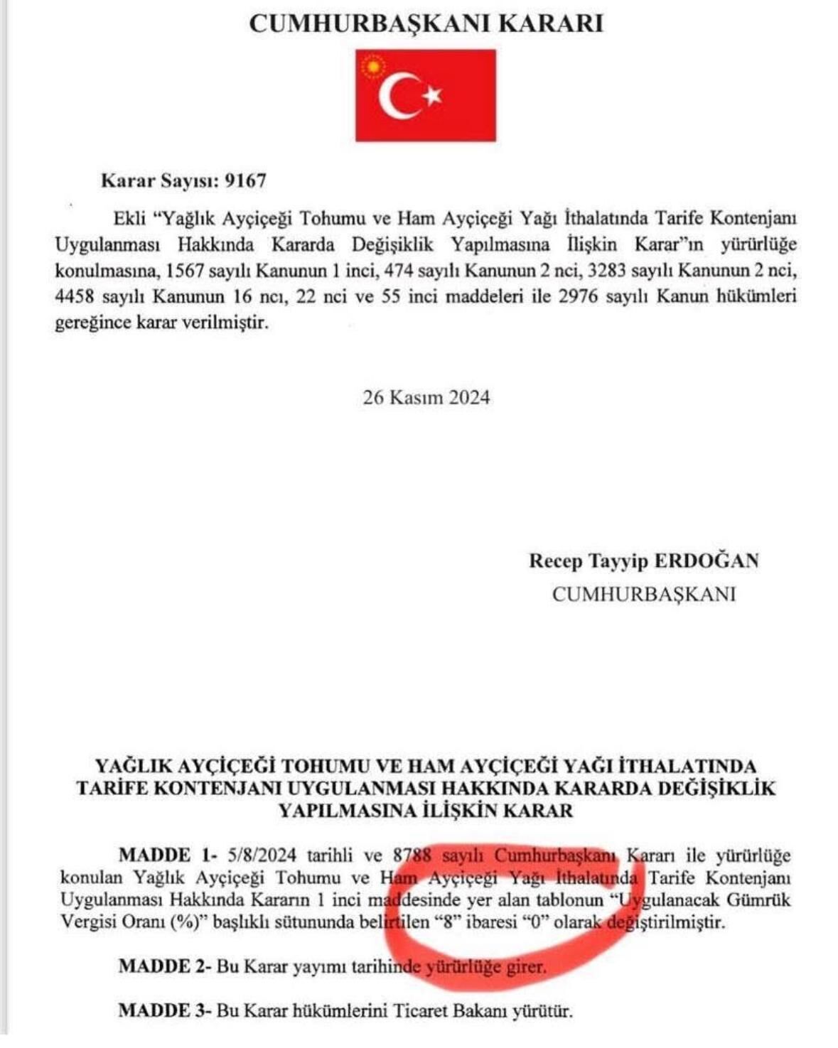 Ayçiçeği Yağı İthalatına Sert Tepki