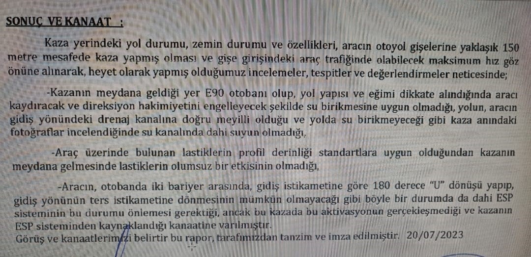 MERCEDES BİLİRKİŞİ RAPORU
