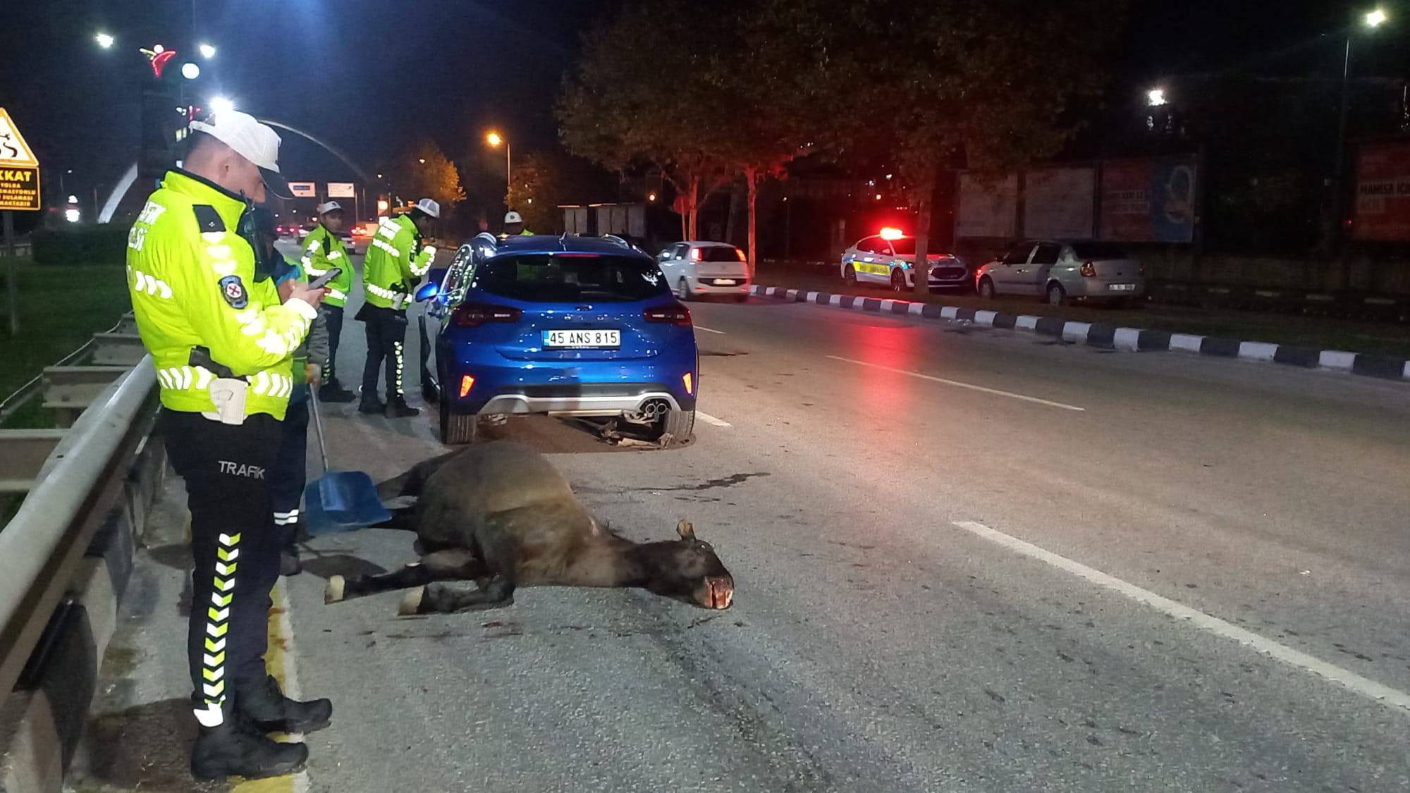 Manisa'da yılkı atına çarpan otomobildeki 3 kişi yaralandı