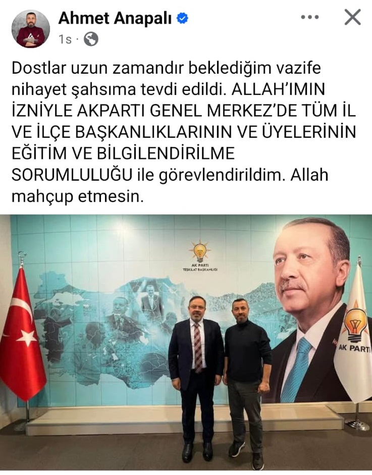 Ahmet Anapalı Görevlendirme Açıklaması